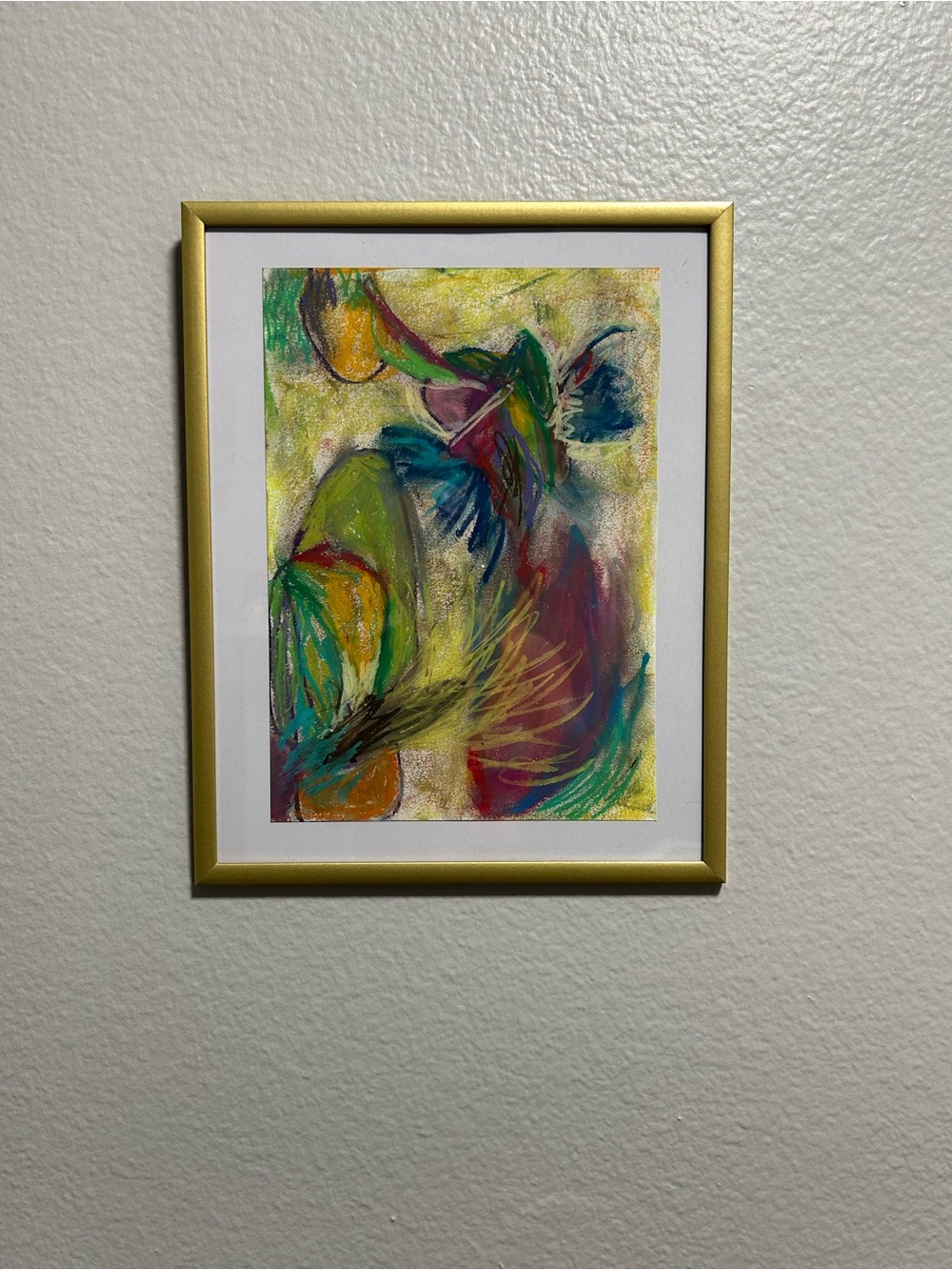 Abstract Floral Wall Art in Gold Frame - Multicolor